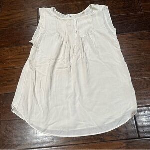 Margaret O'Leary Cream Sleeveless Blouse size L Beautifully Made Collegiate
